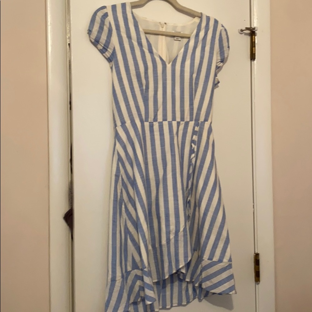 j crew blue and white striped dress